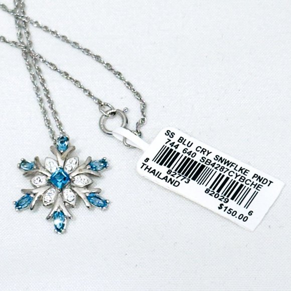 Kaleidoscope Sterling Snowflake Necklace w/Swarovski Crystals - New in Box - Picture 11 of 12